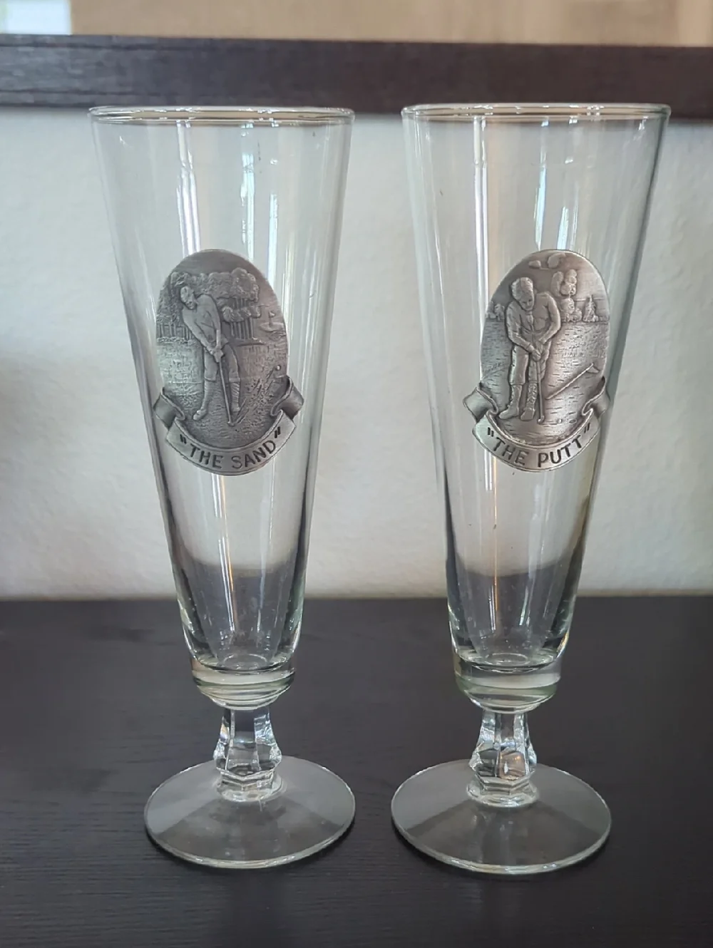 Set Of Two Golf Themed Beer Glasses